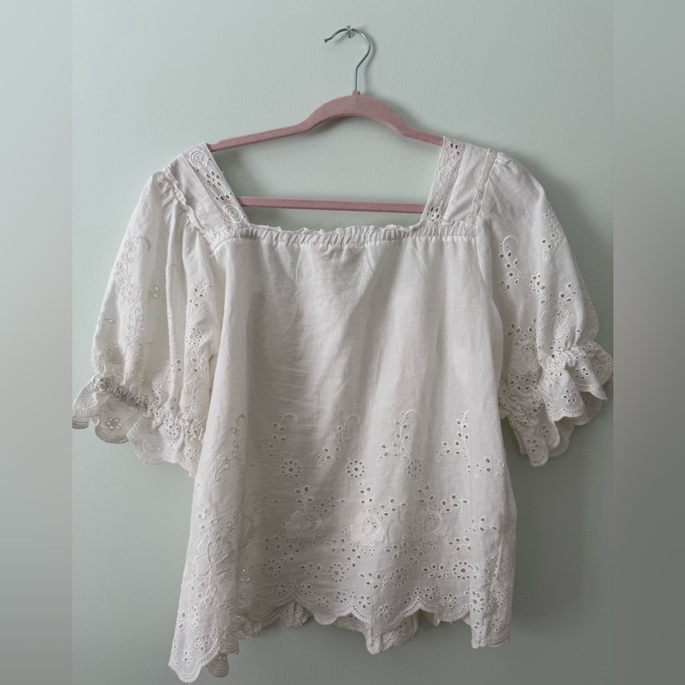 Puff Sleeve Eyelet Top - Picture 3 of 3